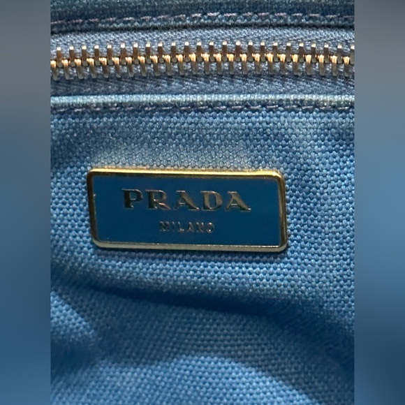 Blue Prada Canapa Large Tote - Picture 13 of 16